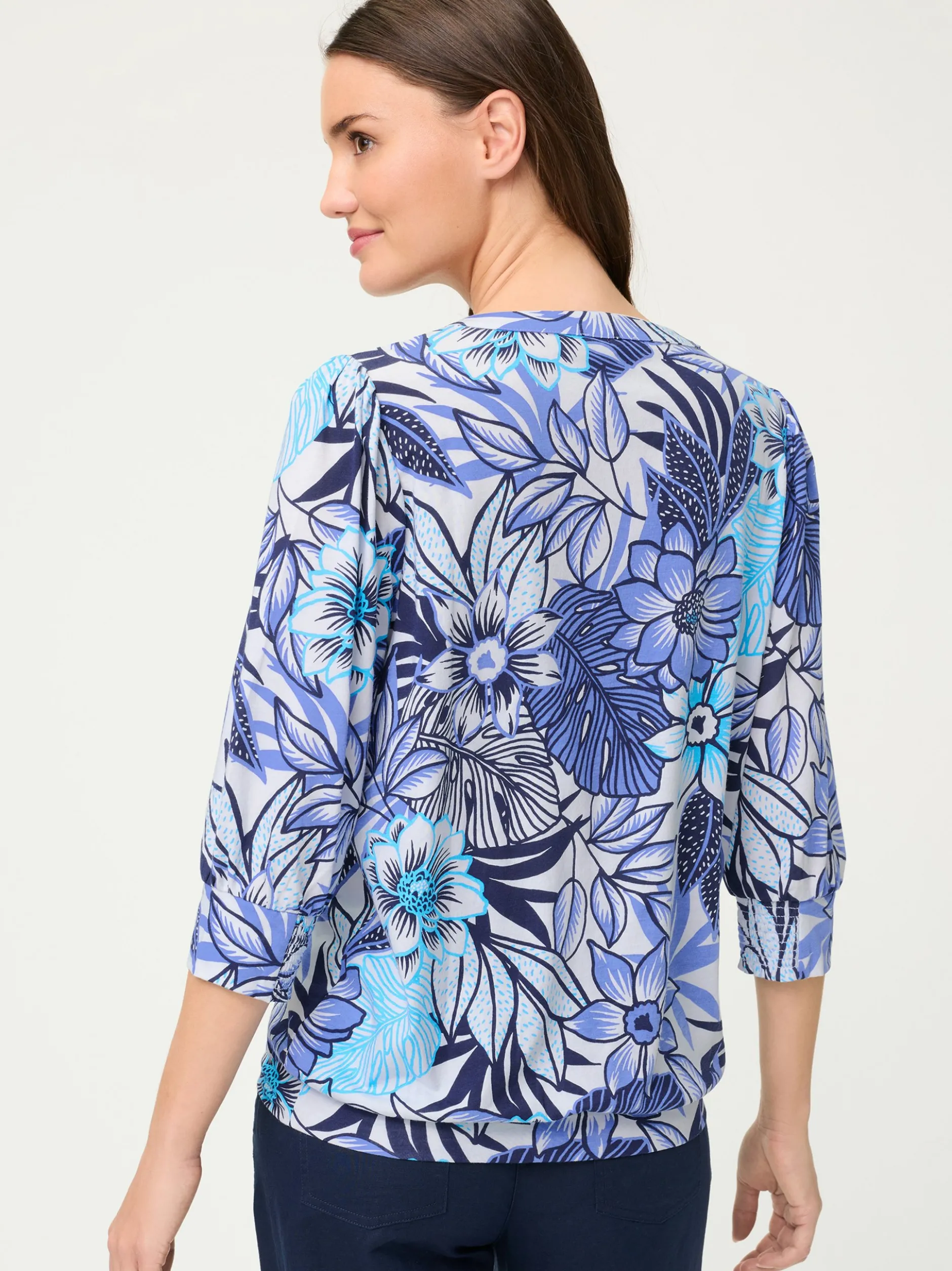 Olsen Damen Langarmshirt in weiß blau - Ärmel: 3/4 Arm