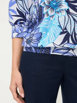 Olsen Damen Langarmshirt in weiß blau - Ärmel: 3/4 Arm