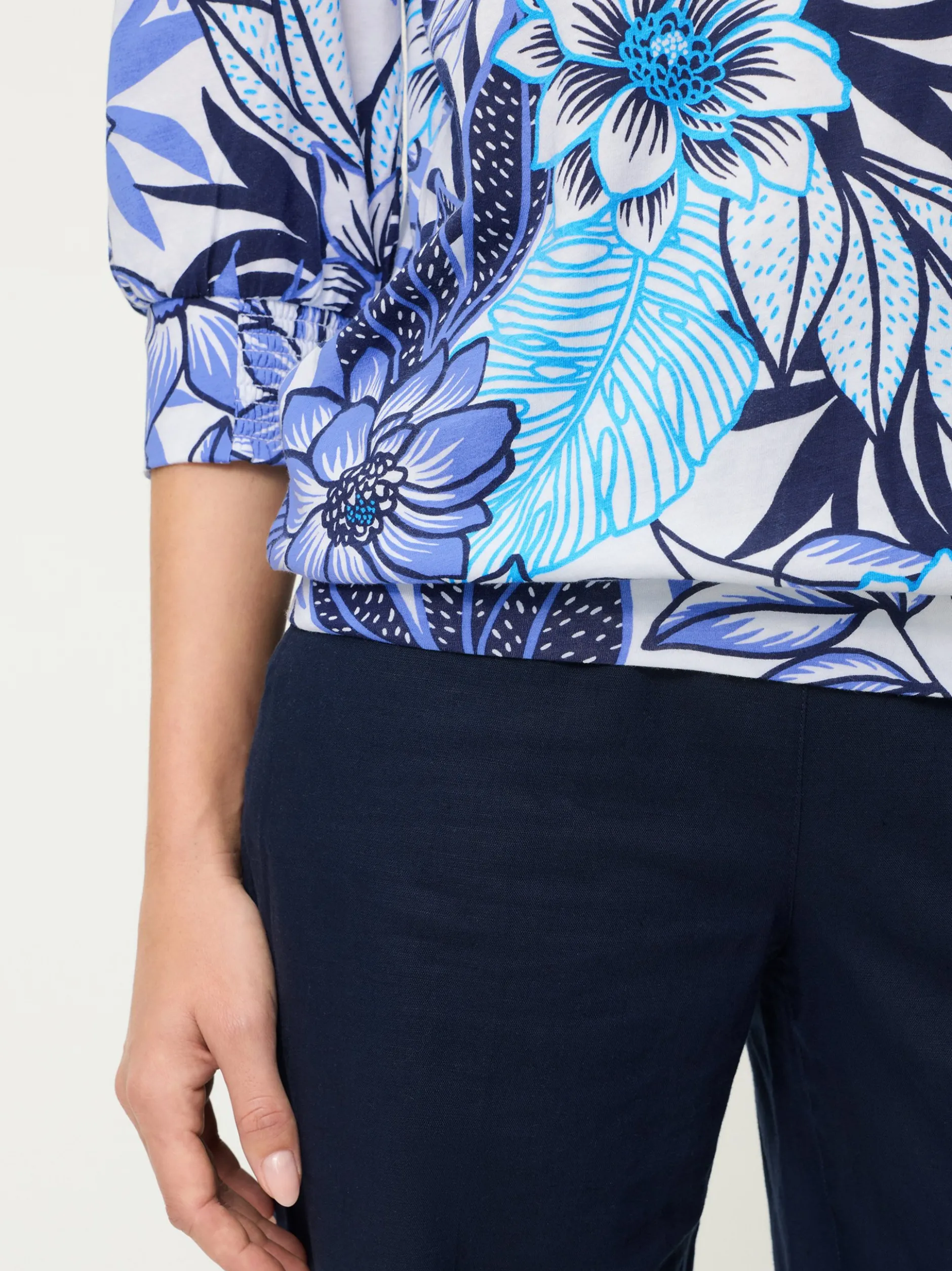 Olsen Damen Langarmshirt in weiß blau - Ärmel: 3/4 Arm