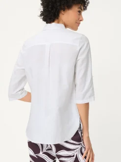 Olsen Damen Leinenbluse in weiß - Ärmel: Halbarm