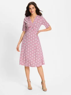 Olsen Damen Midikleid in rosa - Länge: knielang