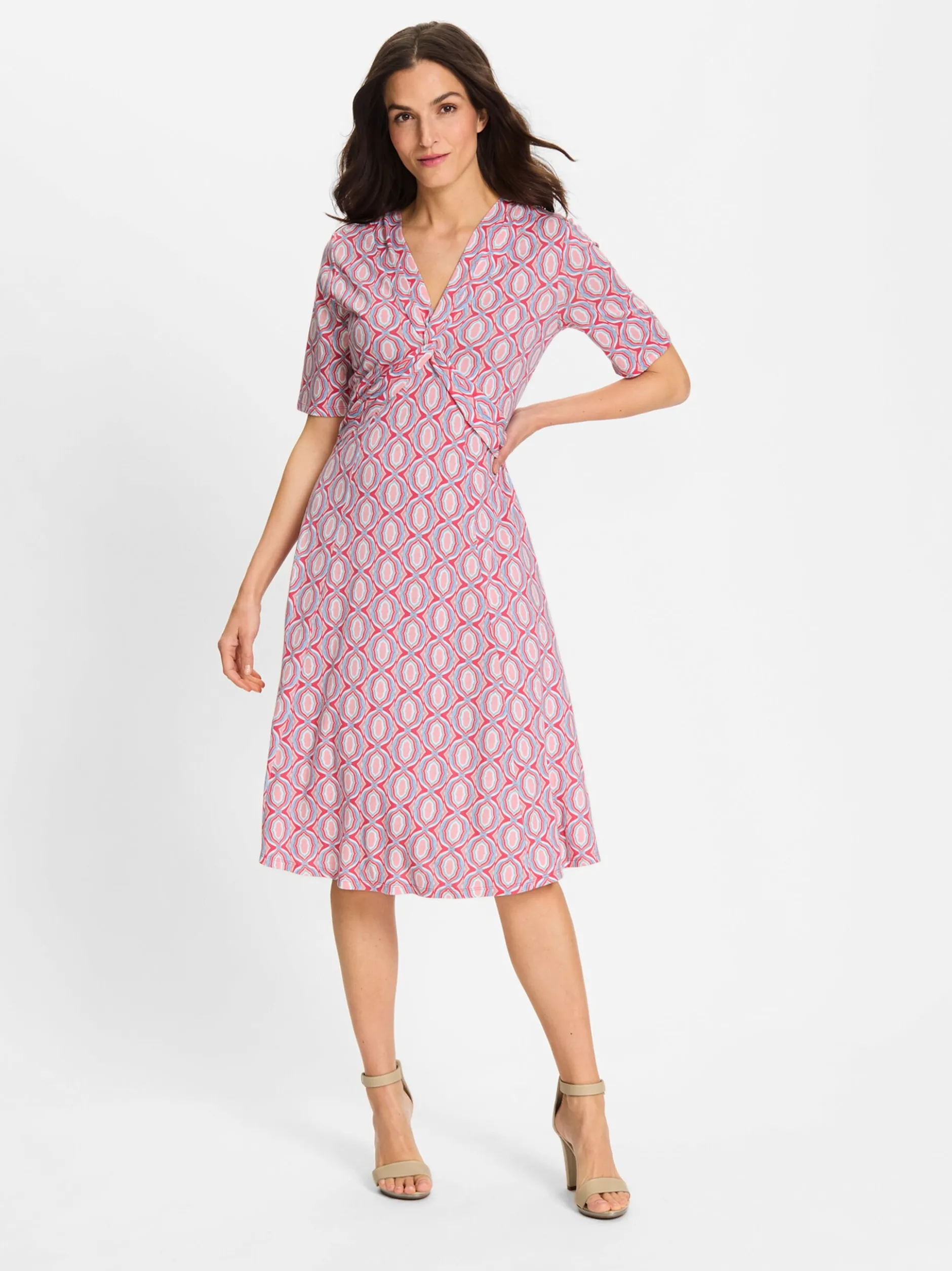 Olsen Damen Midikleid in rosa - Länge: knielang