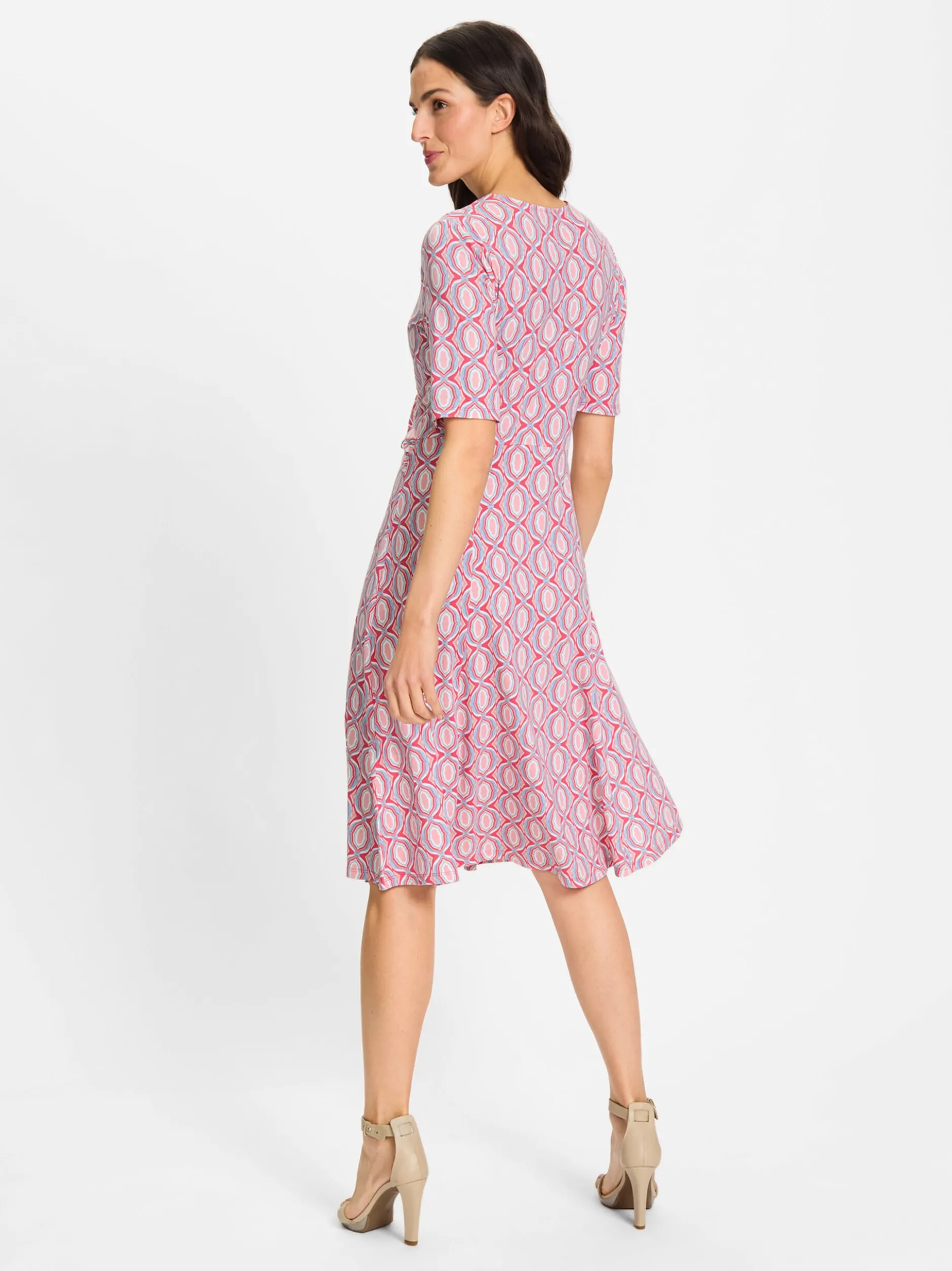 Olsen Damen Midikleid in rosa - Länge: knielang