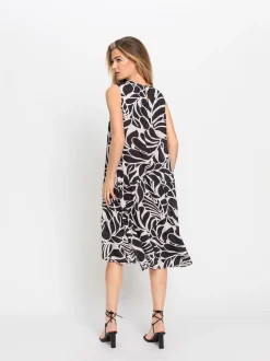 Olsen Damen Midikleid in schwarz - Ausschnitt: Rundhals