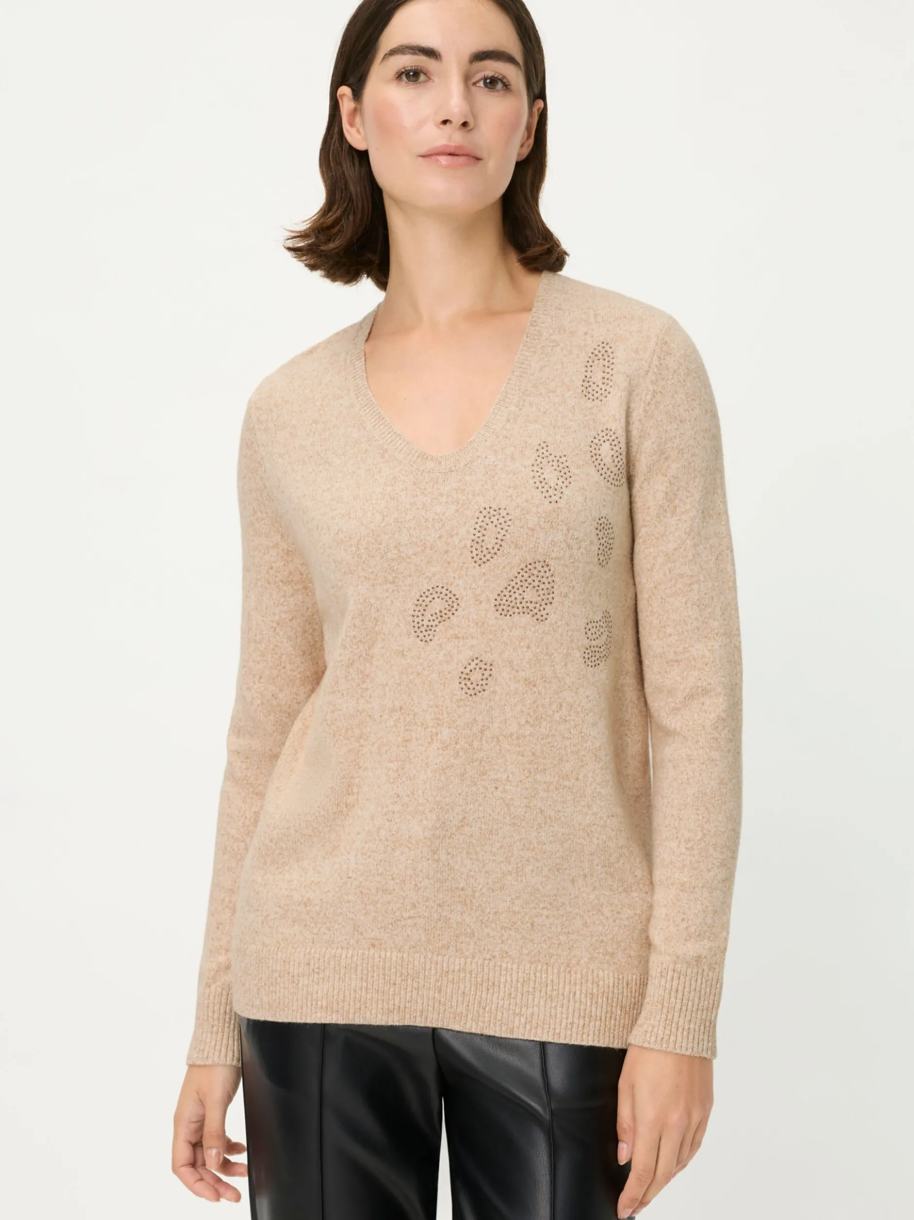 Olsen Damen Pullover in beige - Ausschnitt: V-Ausschnitt