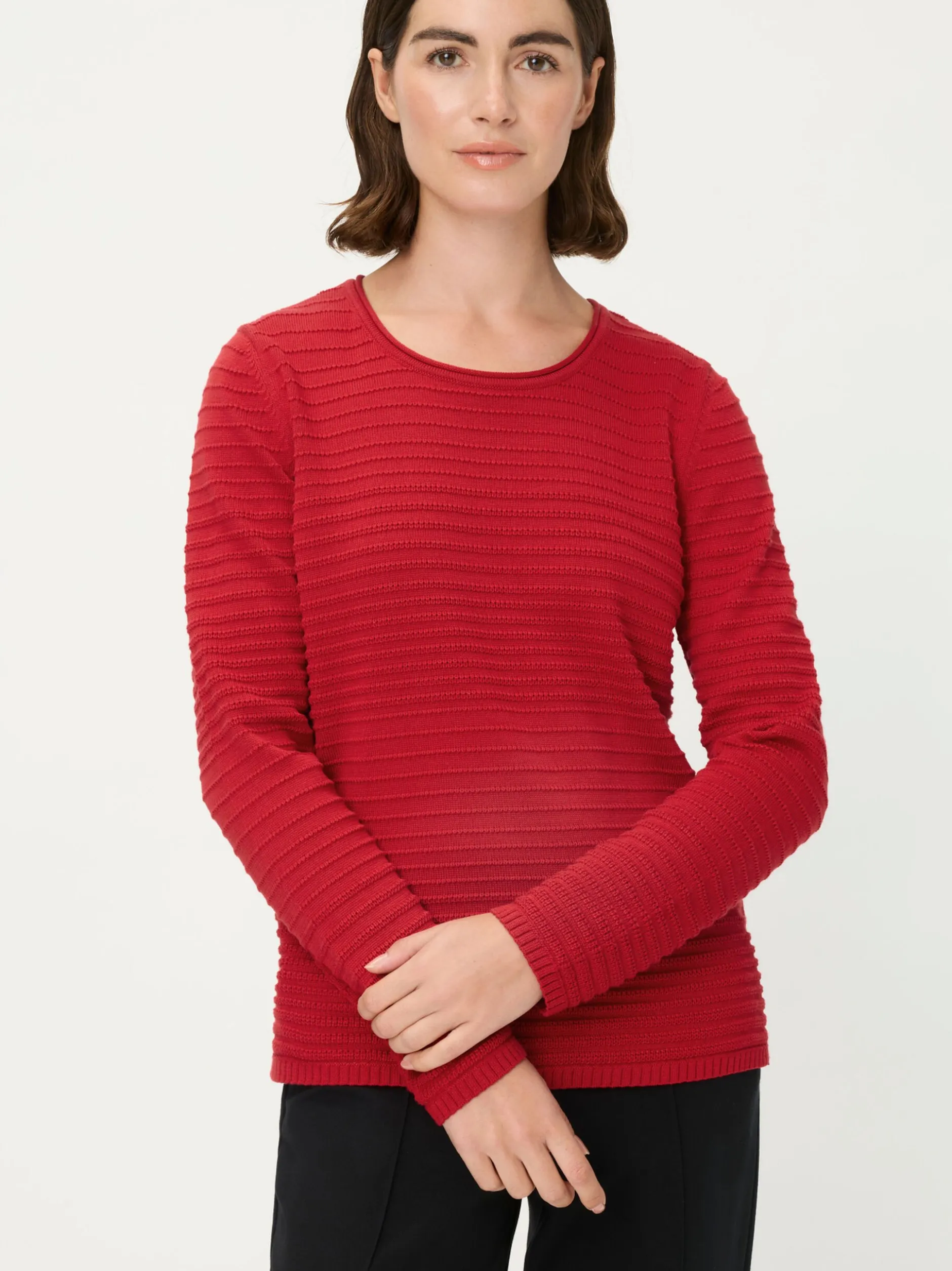 Olsen Damen Pullover in rot - Ausschnitt: Rundhals