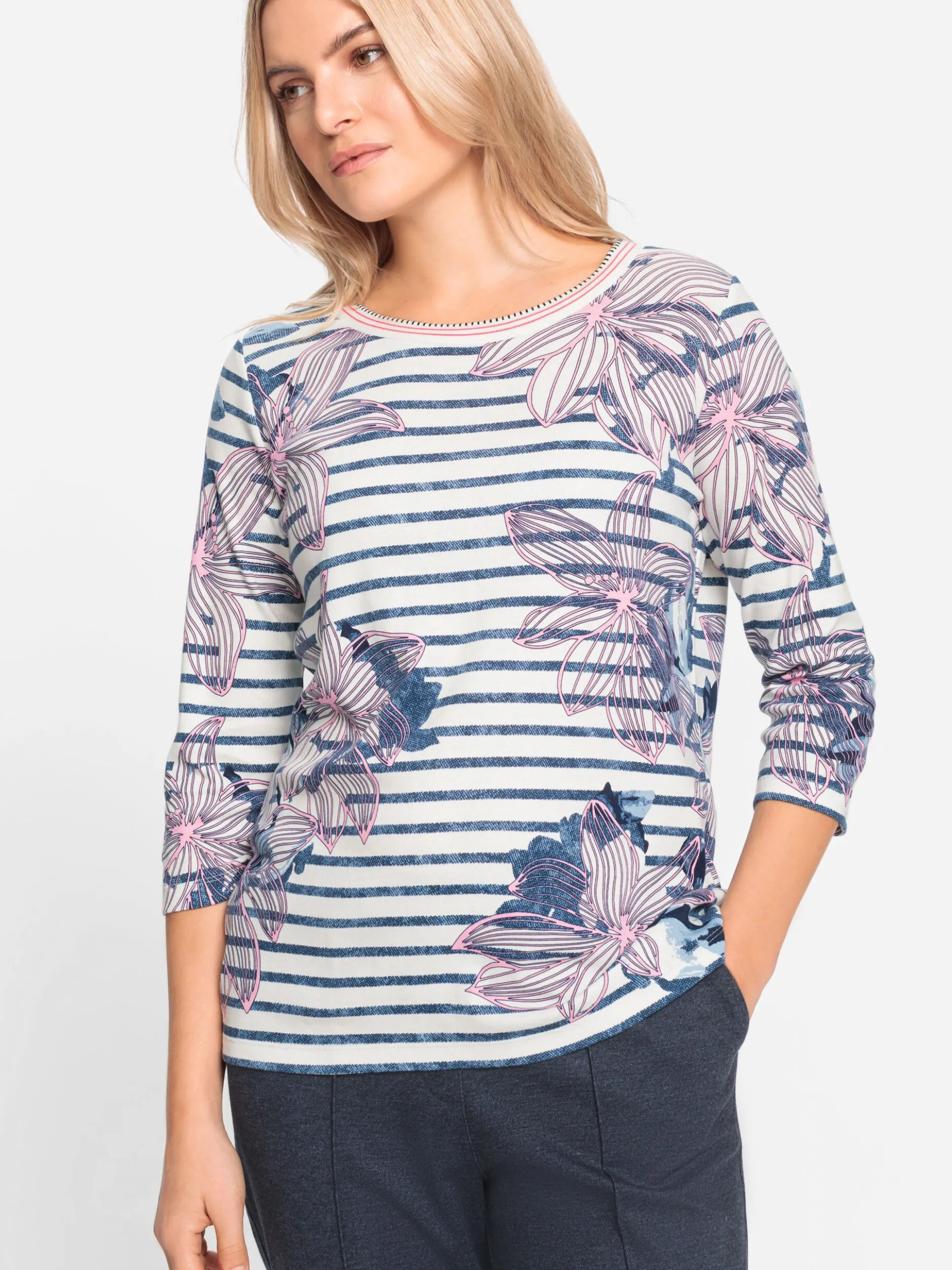 Olsen Damen Shirt in blau - Ausschnitt: Rundhals
