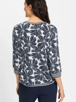 Olsen Damen Shirt in blau - Ausschnitt: Rundhals