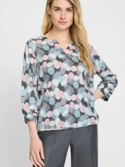 Olsen Damen Shirt in blau mehrfarbig - Ärmel: 3/4 Arm