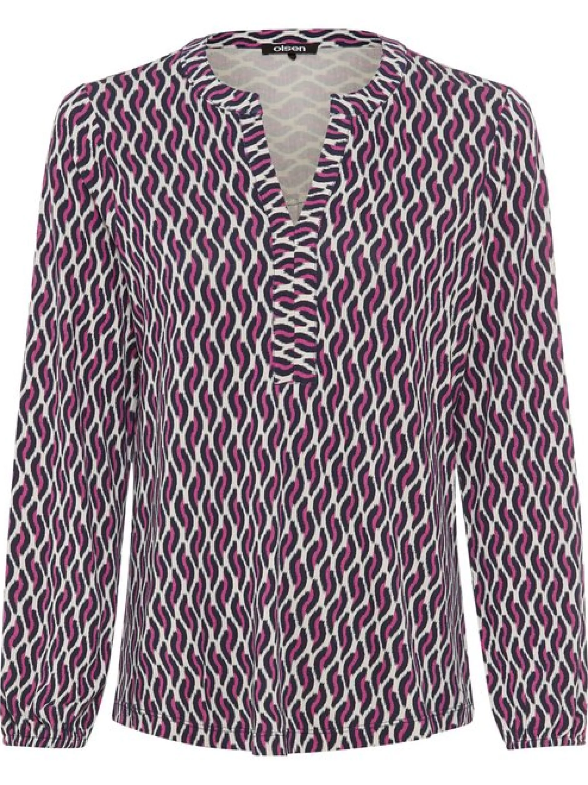 Olsen Damen Shirt in lila - Ausschnitt: V-Ausschnitt