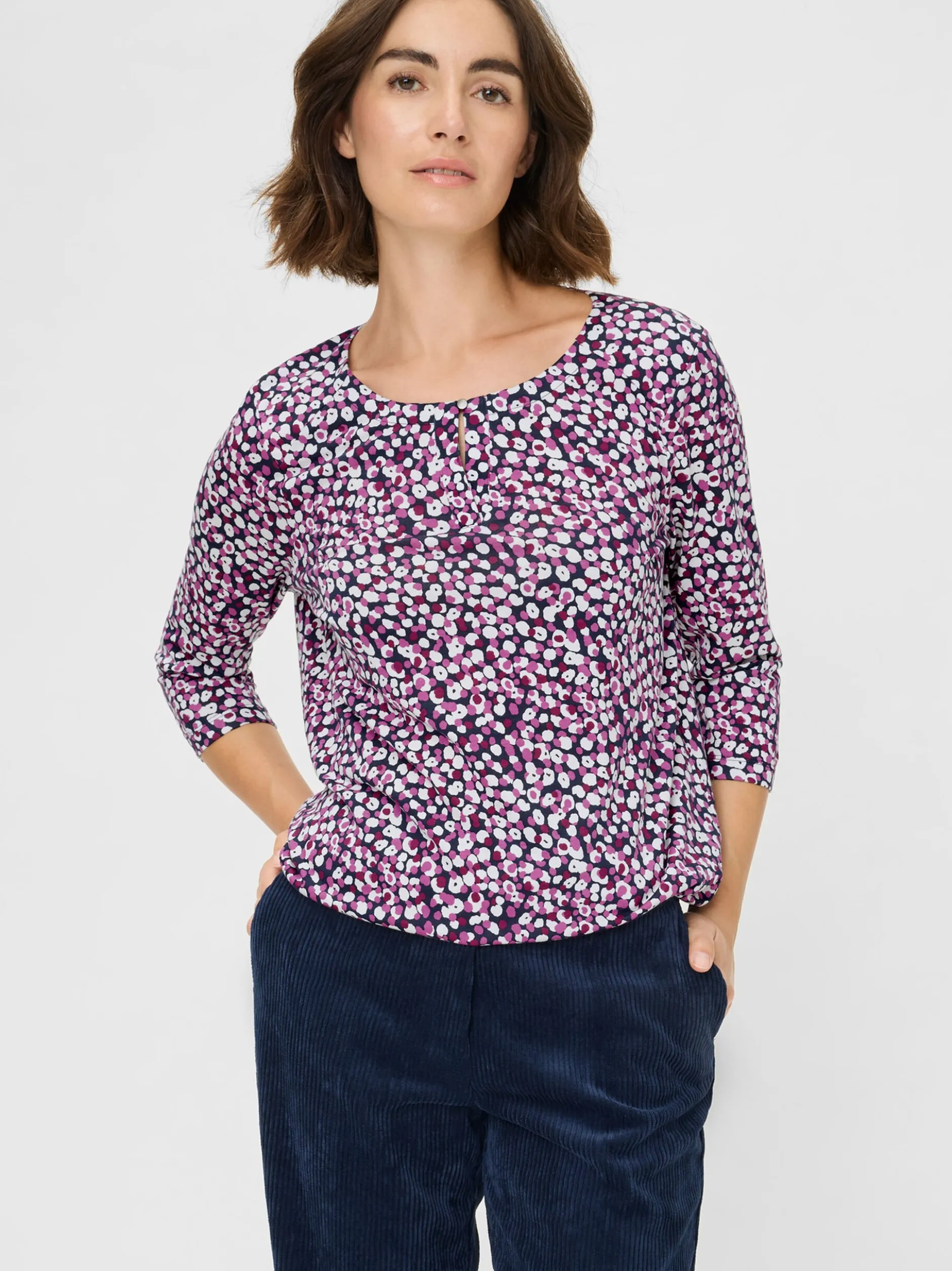 Olsen Damen Shirt in lila - Ausschnitt: Rundhals