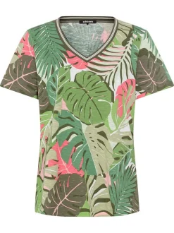Olsen Damen Shirt in oliv - Ausschnitt: V-Ausschnitt