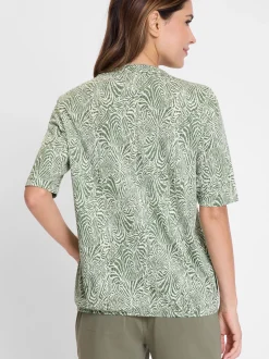 Olsen Damen Shirt in oliv - Ausschnitt: V-Ausschnitt