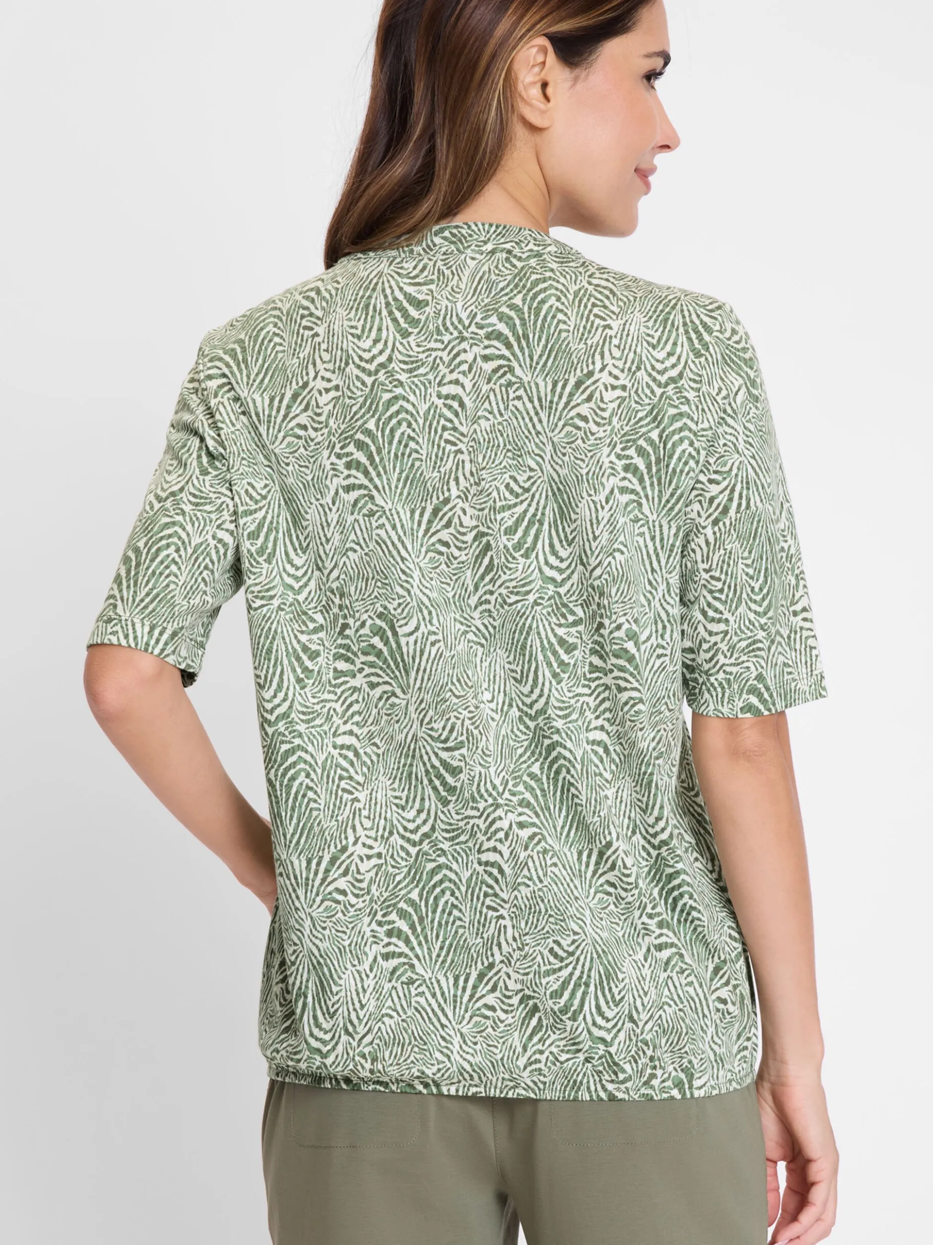 Olsen Damen Shirt in oliv - Ausschnitt: V-Ausschnitt