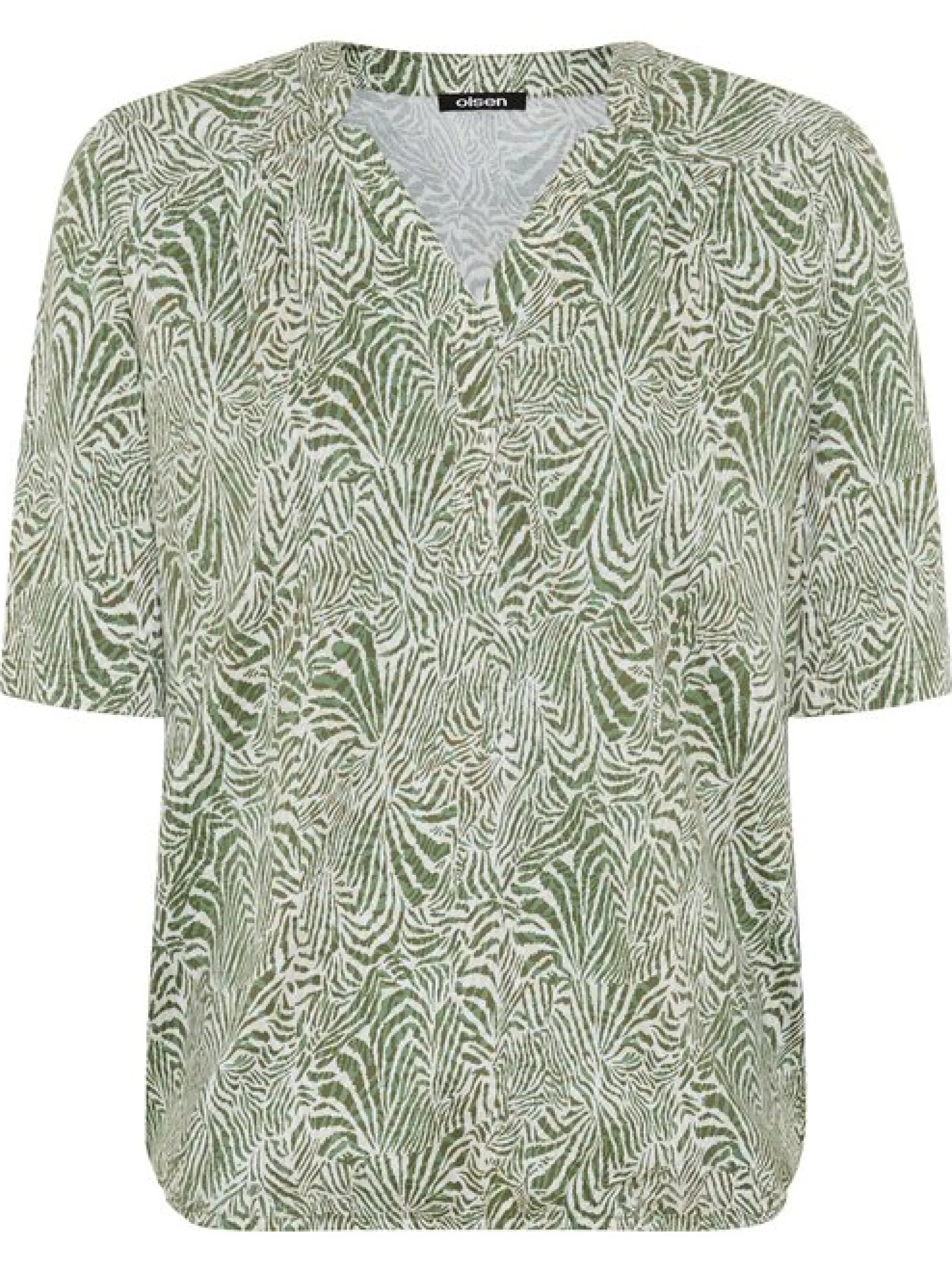 Olsen Damen Shirt in oliv - Ausschnitt: V-Ausschnitt