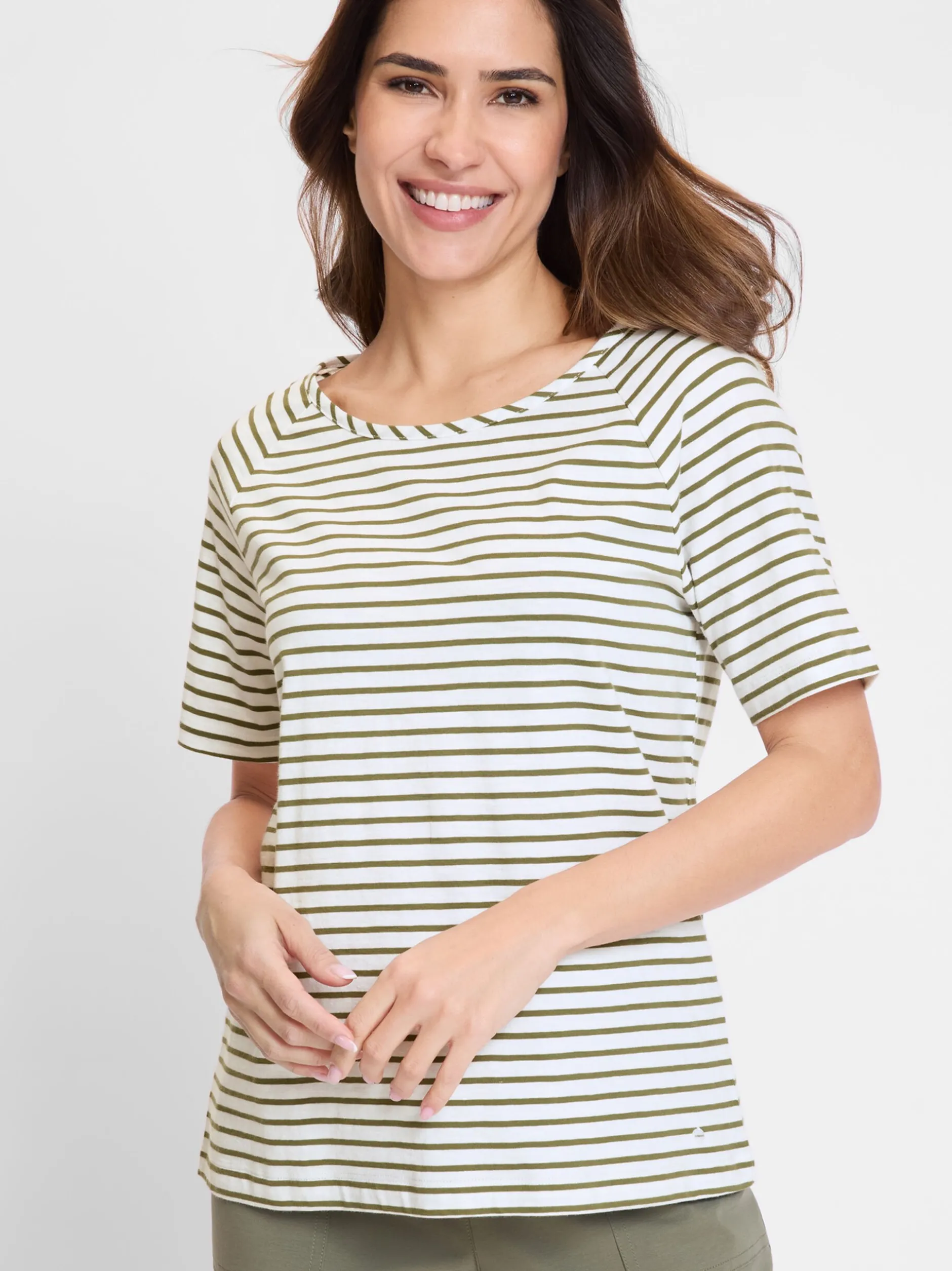 Olsen Damen Shirt in oliv - Ausschnitt: Rundhals