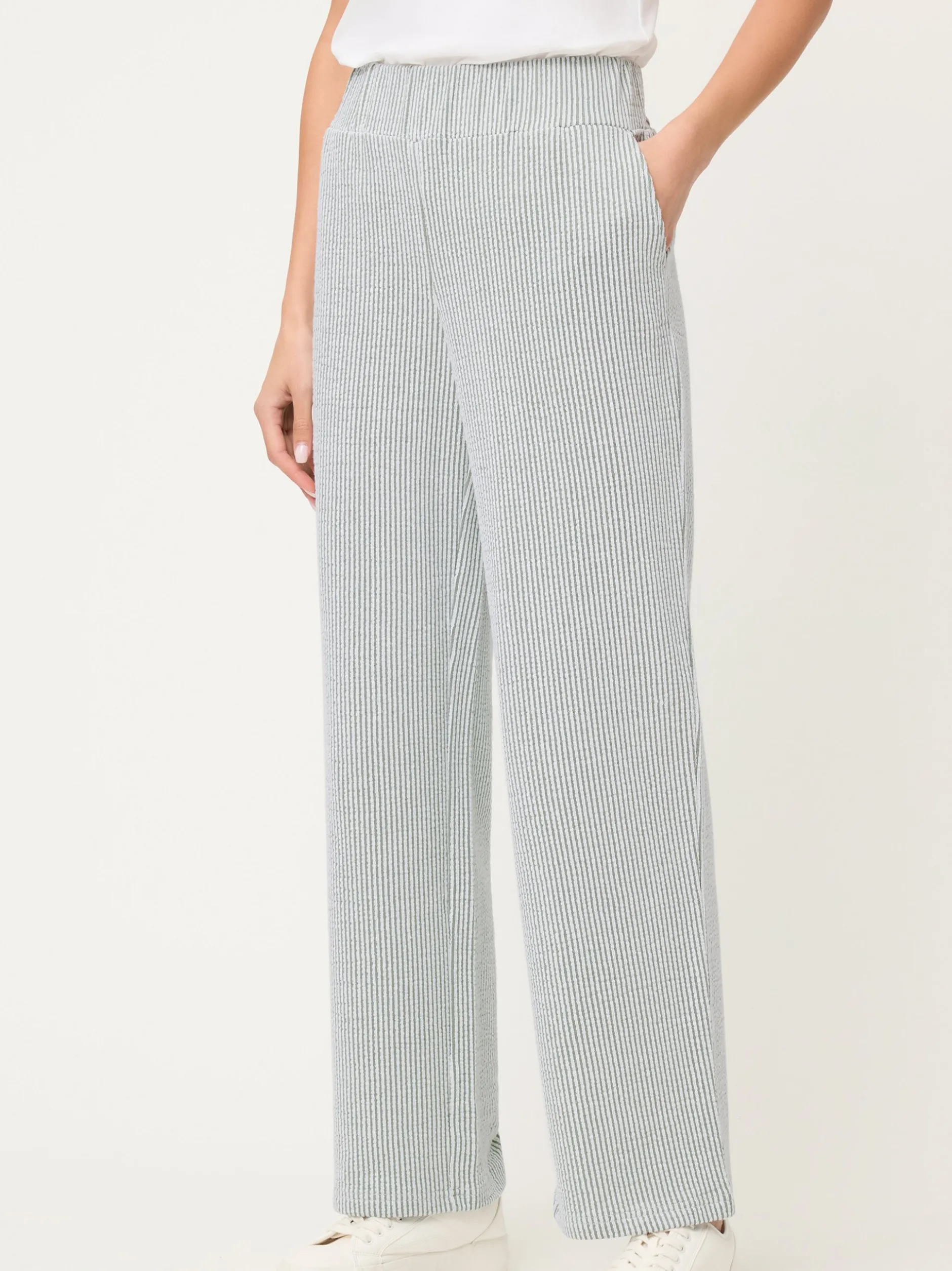 Olsen Damen Stoffhose - Anna Wide in lind weiß