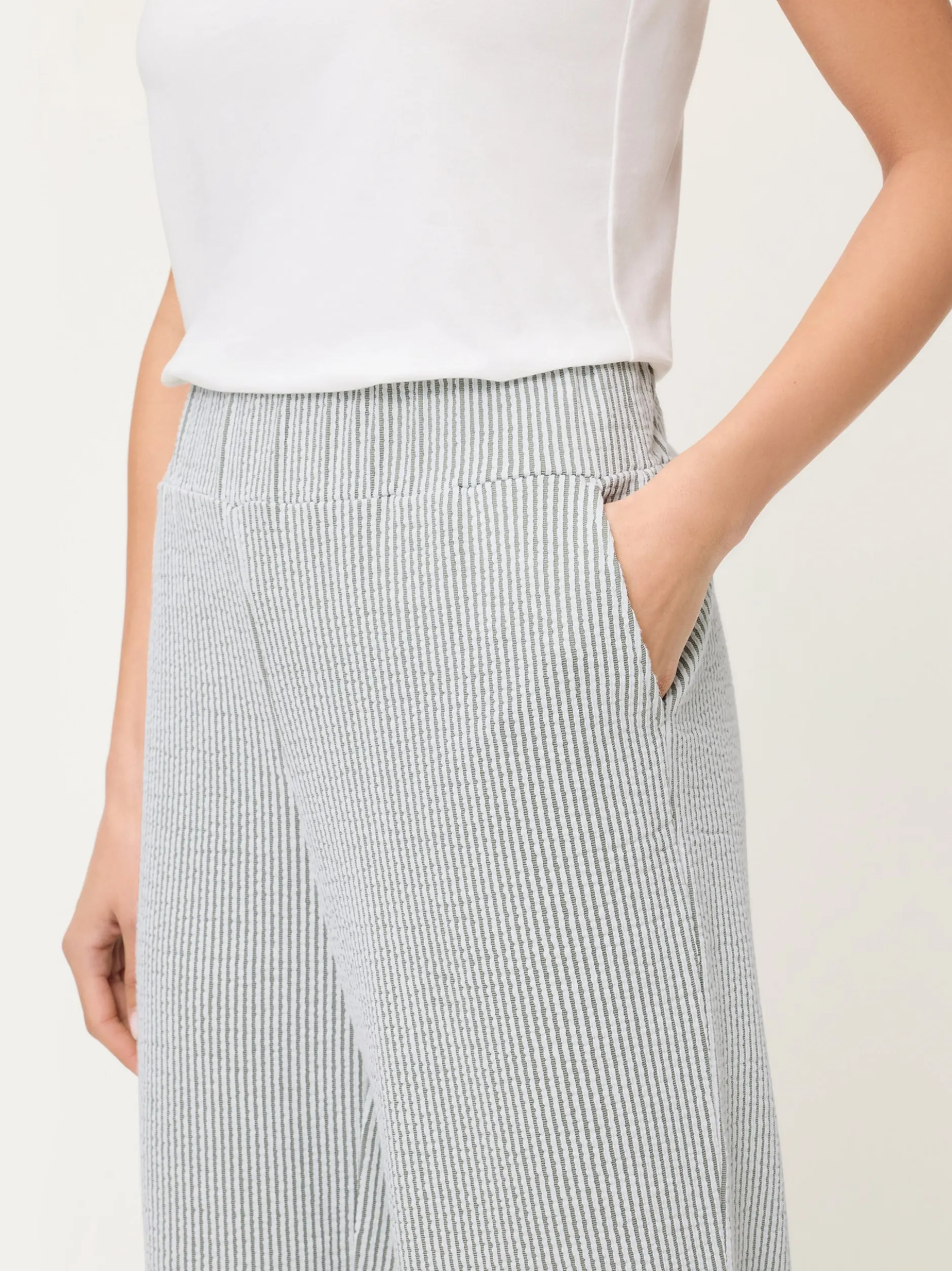 Olsen Damen Stoffhose - Anna Wide in lind weiß