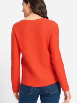 Olsen Damen Strickpullover in orange - Ärmel: langarm