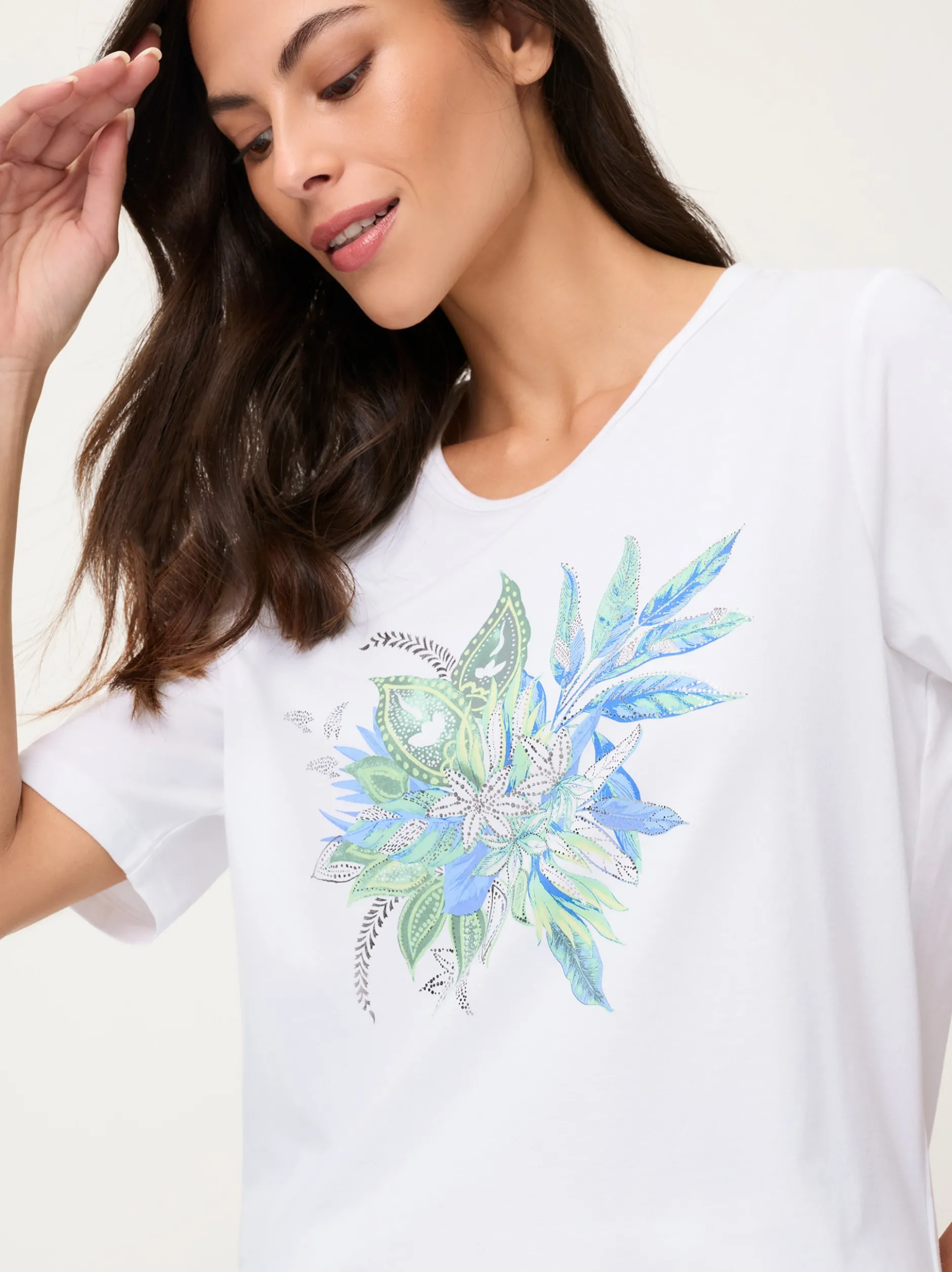 Olsen Damen T-Shirt - Hannah in weiß blau