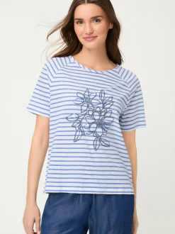 Olsen Damen T-Shirt - Hannah in weiß blau