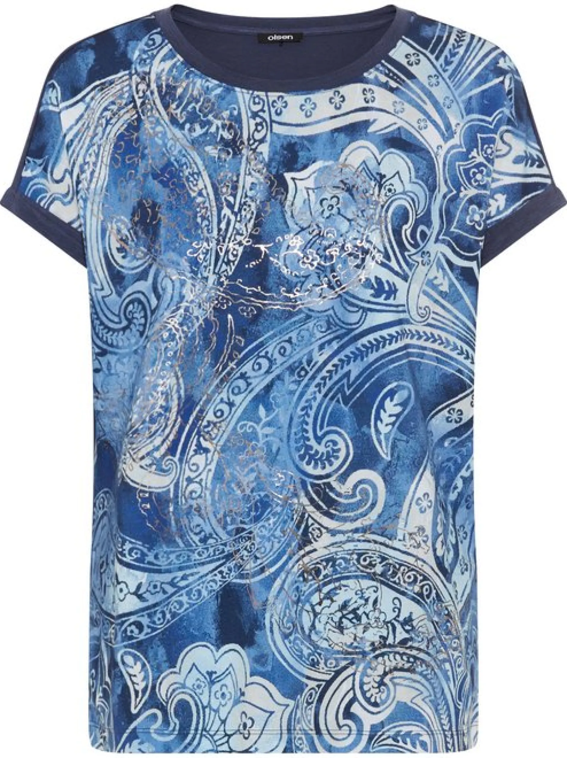 Olsen Damen T-Shirt in indigo - Ausschnitt: Rundhals