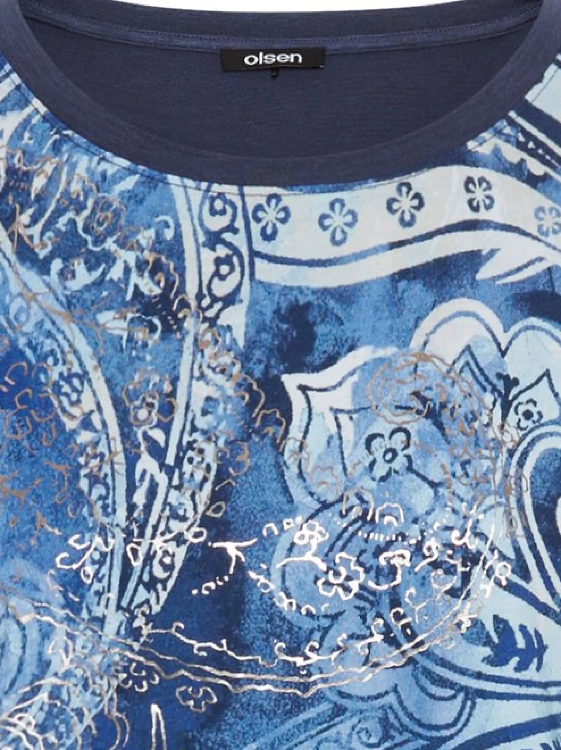 Olsen Damen T-Shirt in indigo - Ausschnitt: Rundhals