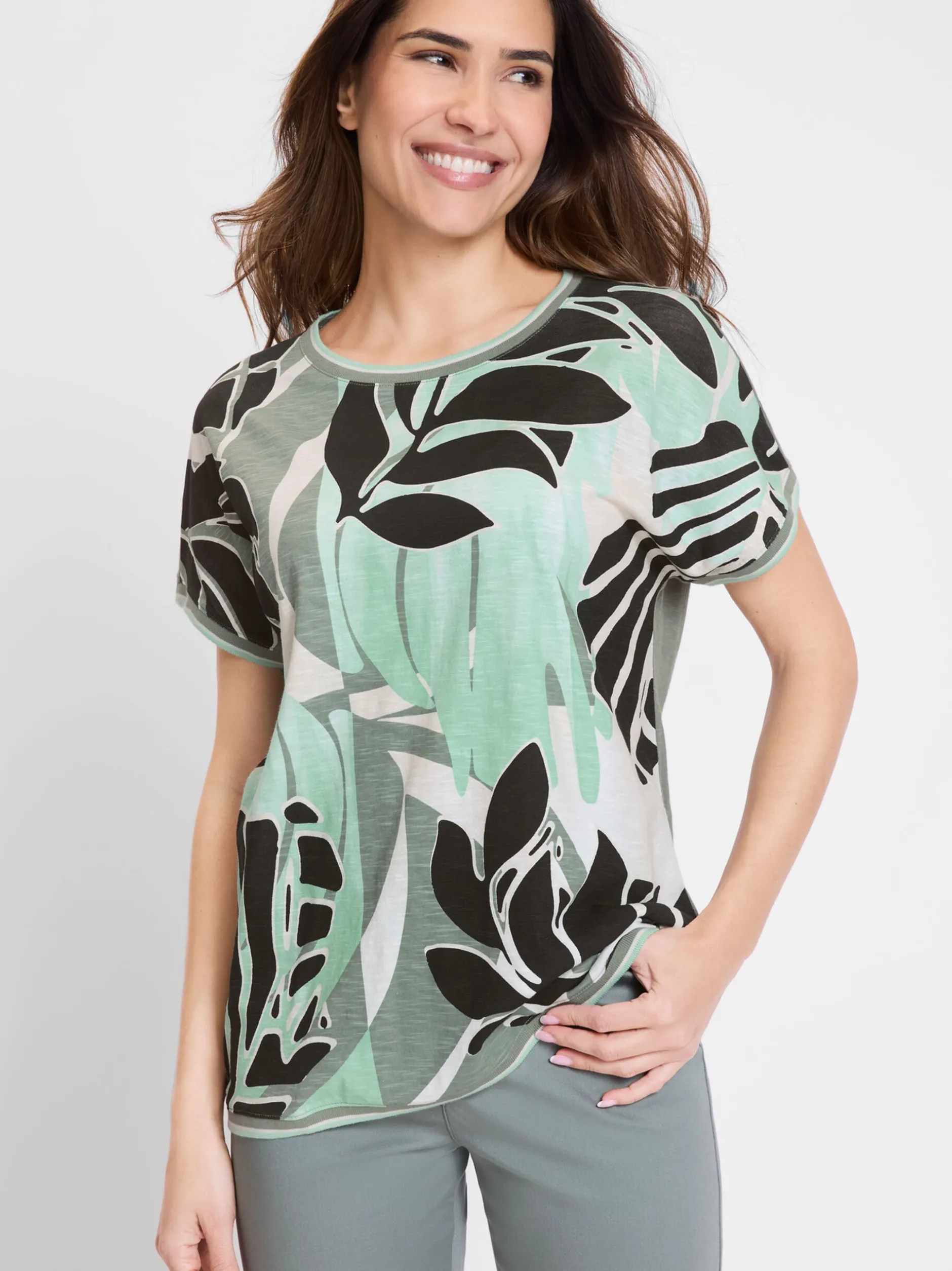 Olsen Damen T-Shirt in khaki - Ausschnitt: Rundhals