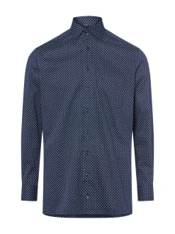 OLYMP Luxor modern fit Herren Hemd Bügelfrei in marine hellblau