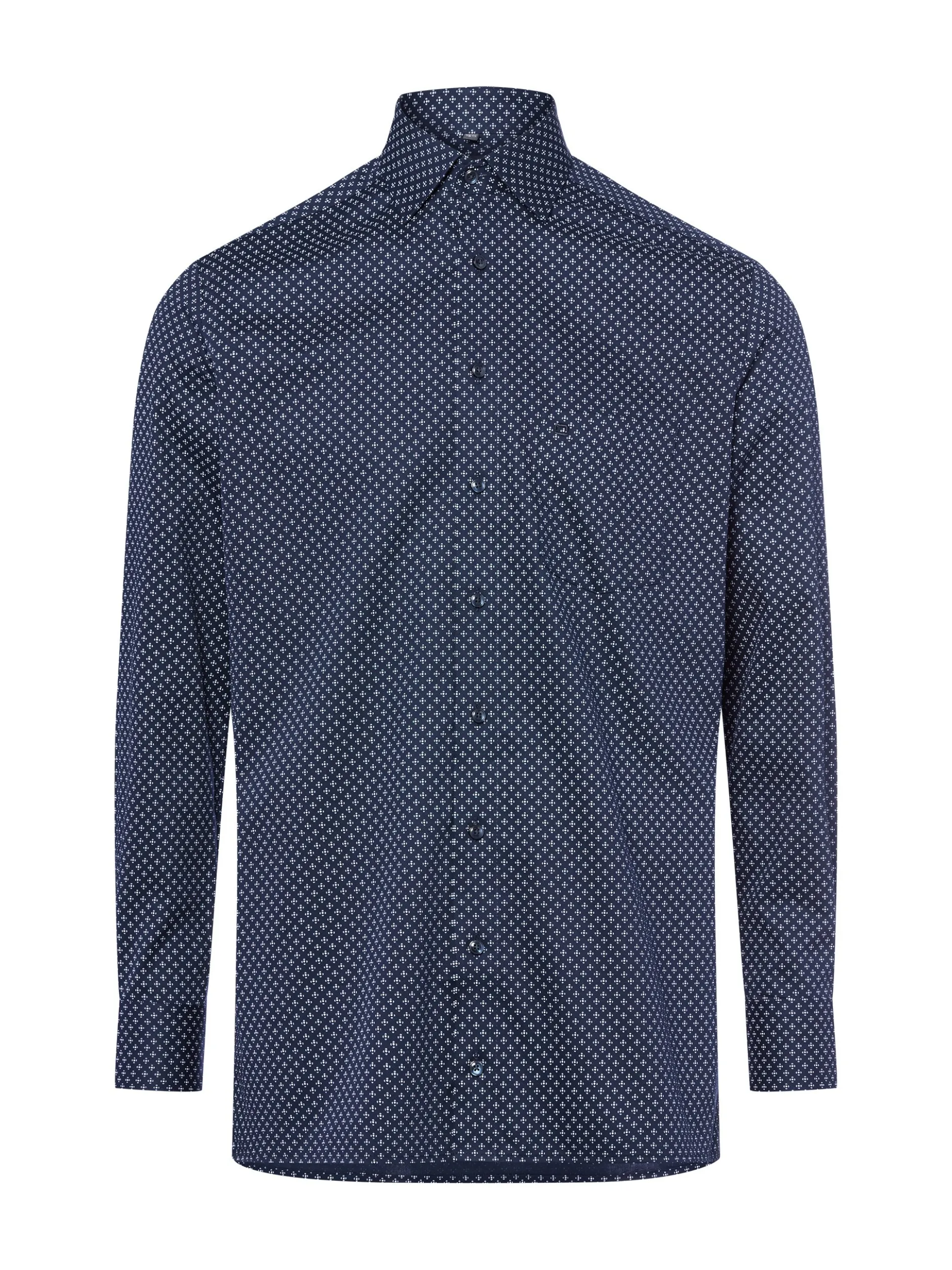 OLYMP Luxor modern fit Herren Hemd Bügelfrei in marine hellblau