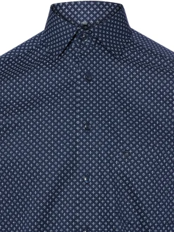 OLYMP Luxor modern fit Herren Hemd Bügelfrei in marine hellblau