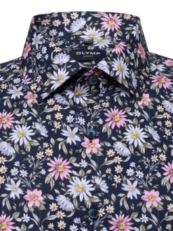 OLYMP Luxor modern fit Herren Businesshemd - Modern Fit - Luxor in marine altrosa