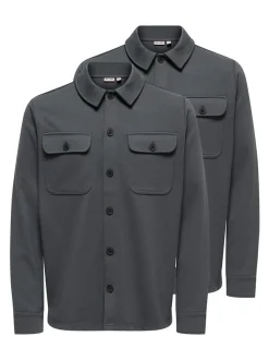 Only&Sons Herren Hemdjacke - 2er Pack Newkodyl in grau