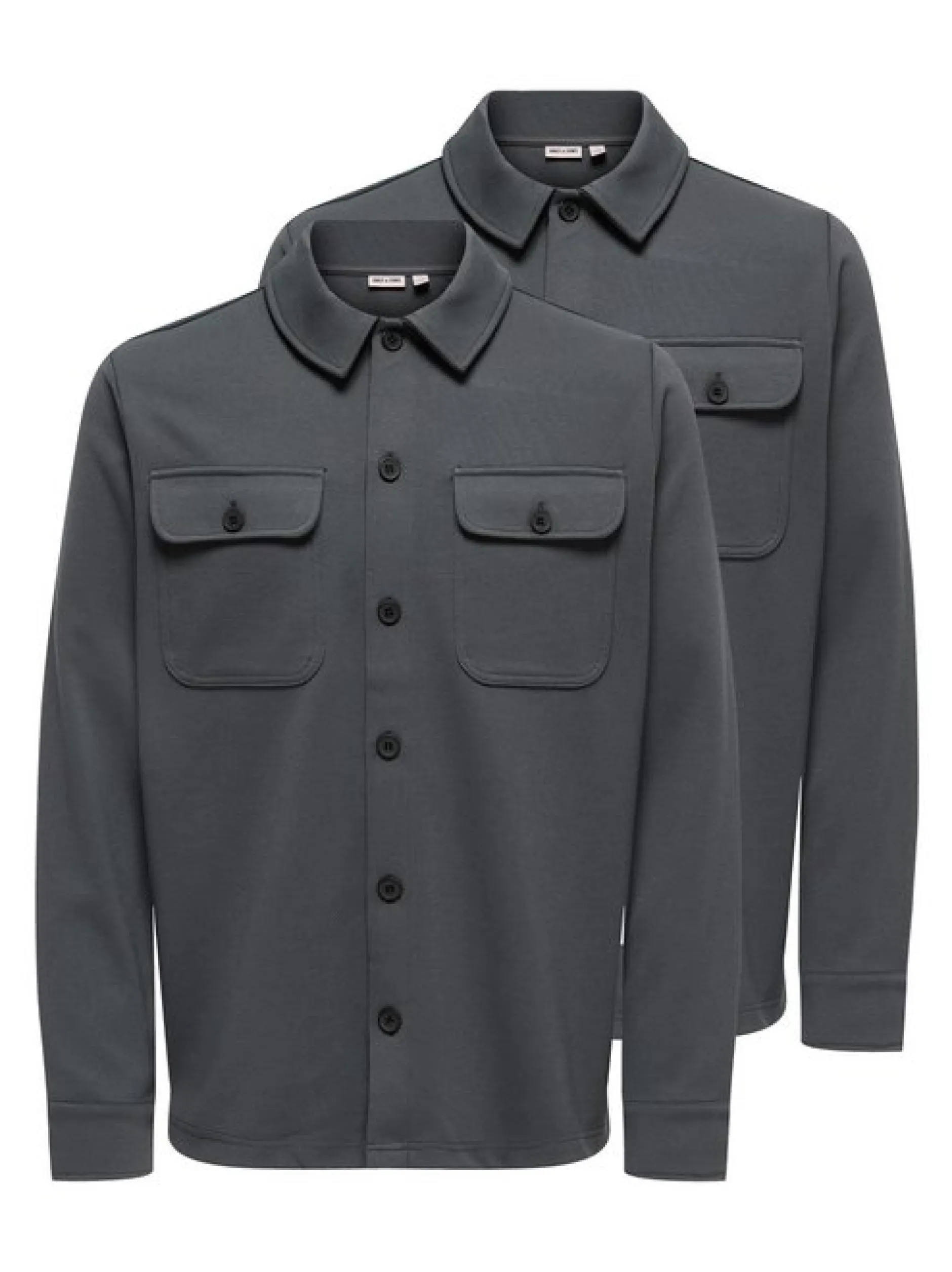 Only&Sons Herren Hemdjacke - 2er Pack Newkodyl in grau