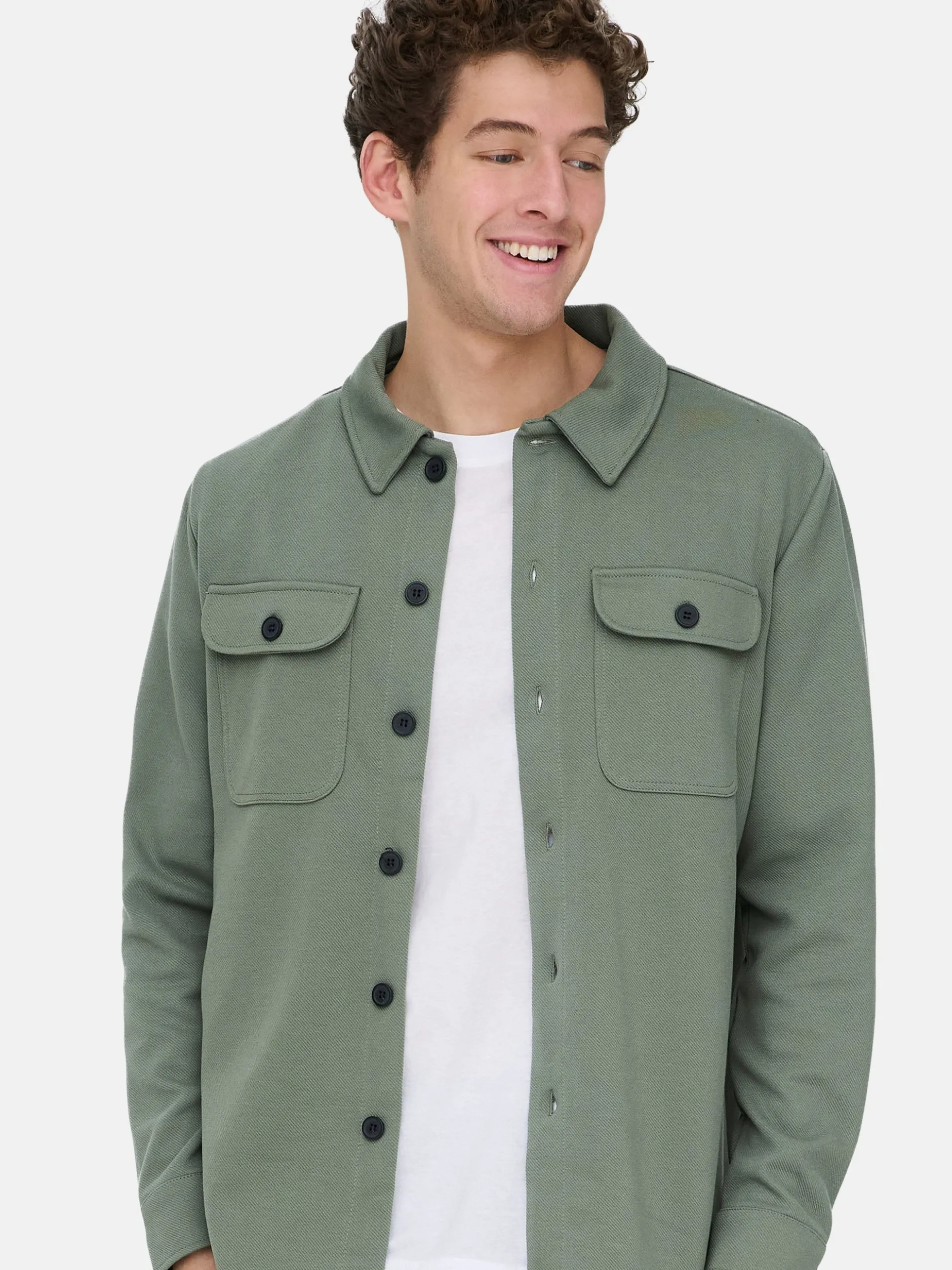 Only&Sons Herren Hemdjacke - Newkodyl in grün