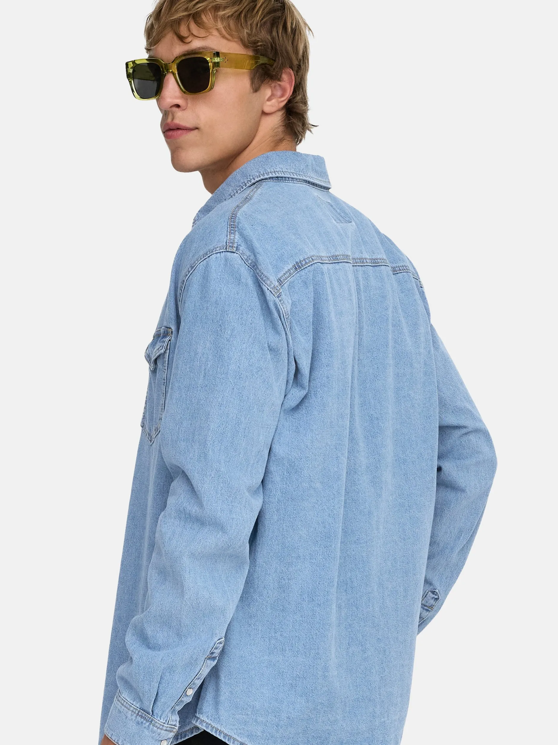 Only&Sons Herren Jeanshemd - 2er Pack Bane in hellblau