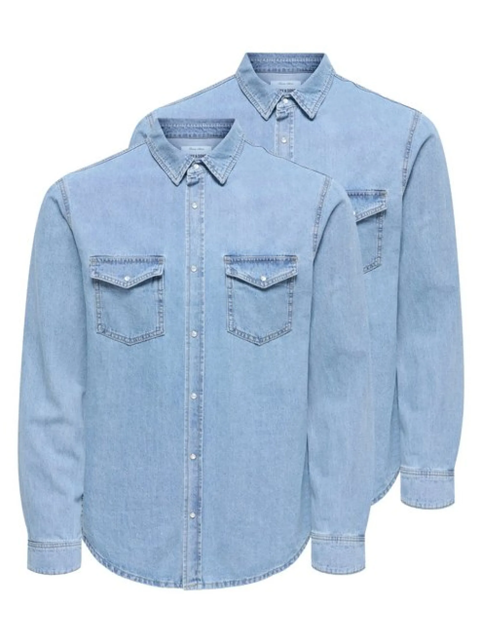 Only&Sons Herren Jeanshemd - 2er Pack Bane in hellblau