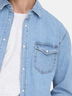 Only&Sons Herren Jeanshemd - 2er Pack Bane in hellblau