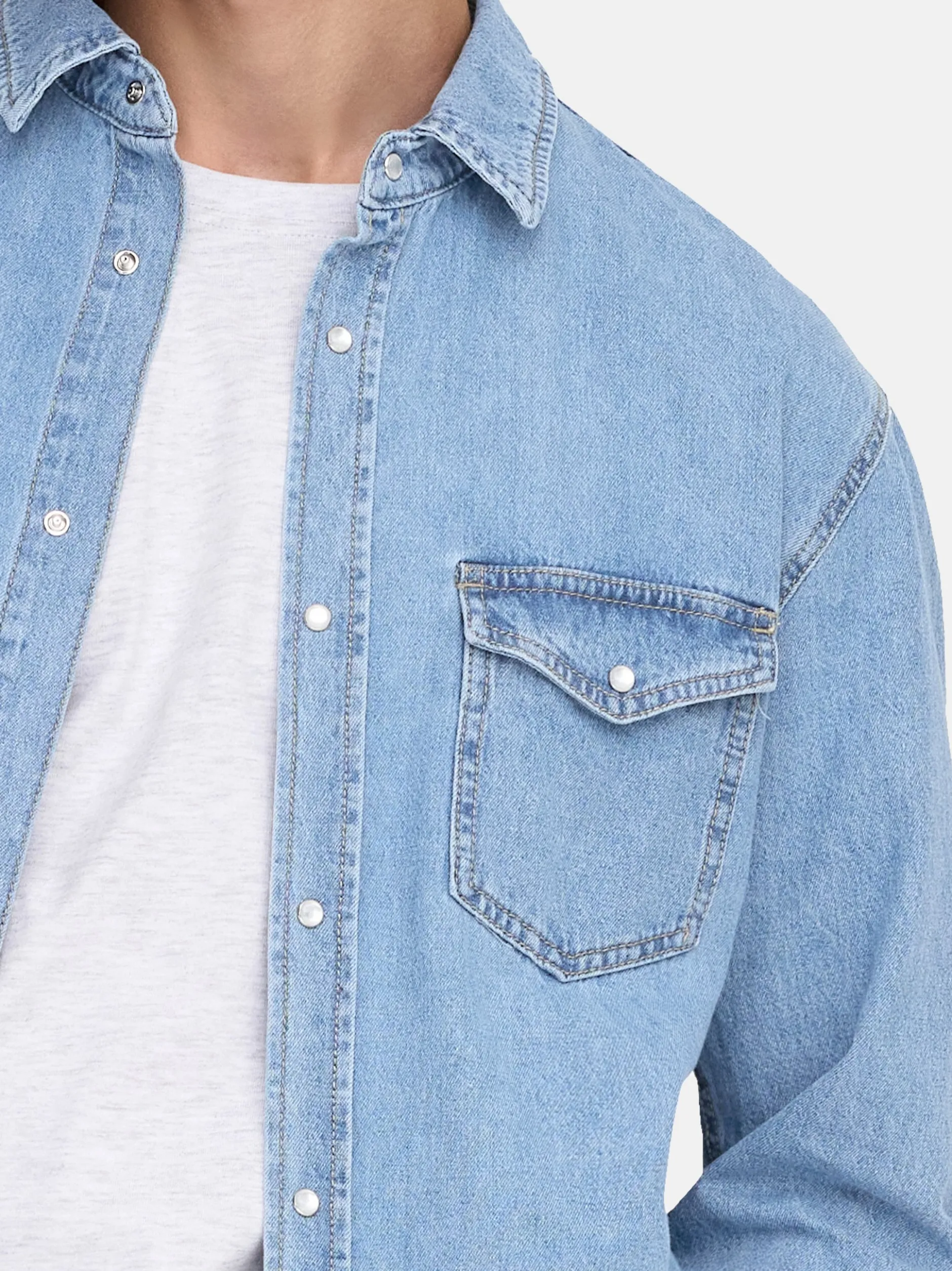 Only&Sons Herren Jeanshemd - 2er Pack Bane in hellblau