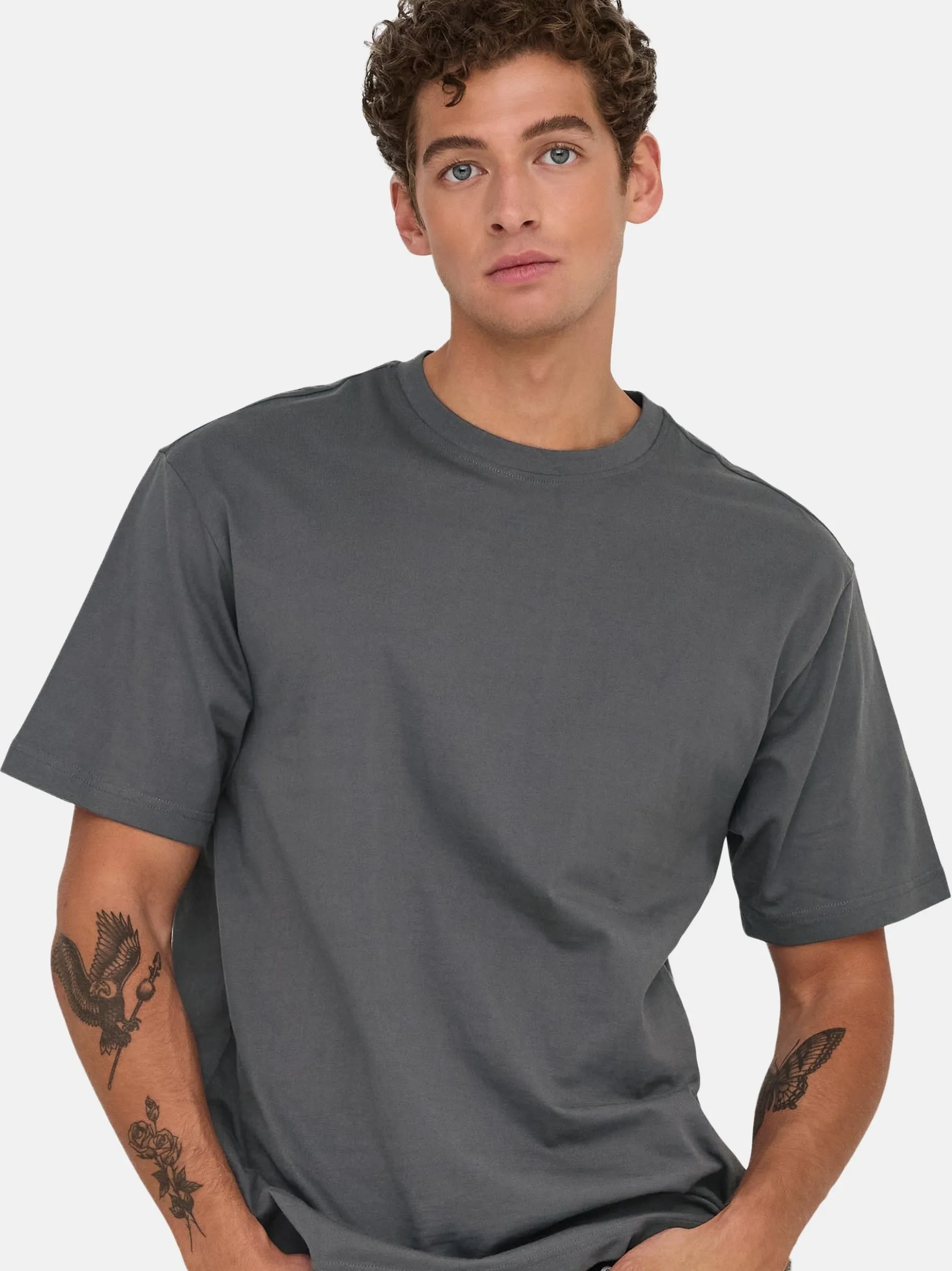 Only&Sons Herren T-Shirt - 2er Pack Onsfred in grau