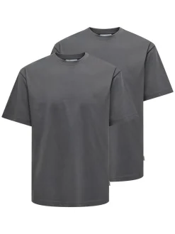 Only&Sons Herren T-Shirt - 2er Pack Onsfred in grau
