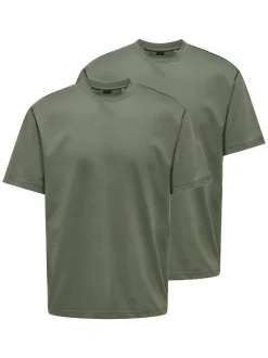 Only&Sons Herren T-Shirt - 2er Pack Onsfred in grün