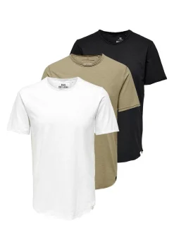 Only&Sons Herren T-Shirt - 3er Pack ONSBENNE in beige