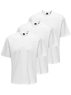 Only&Sons Herren T-Shirt - 3er Pack Onsfred in weiß