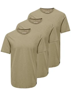 Only&Sons Herren T-Shirt - 3er Pack ONSBENNE in beige