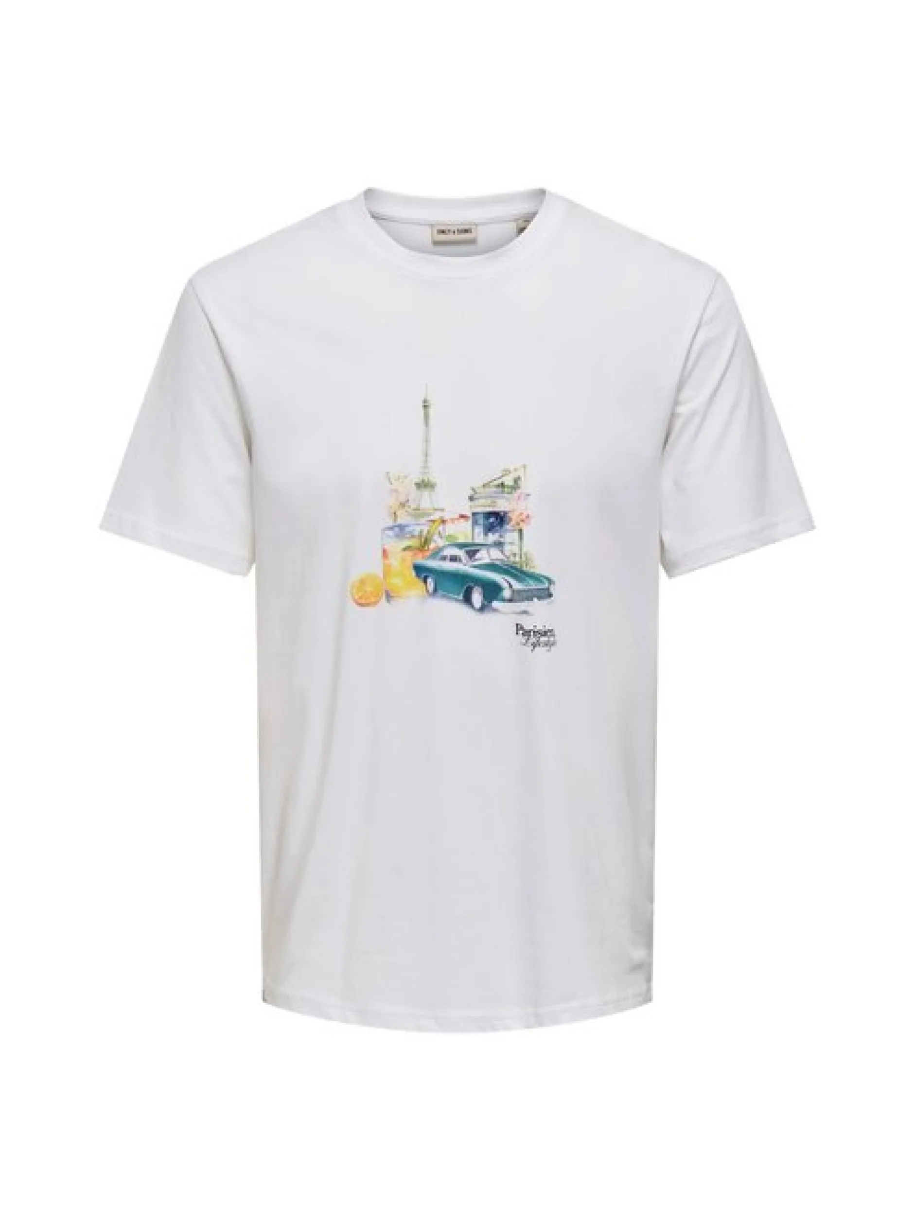 Only&Sons Herren T-Shirt in weiß - Ausschnitt: Rundhals