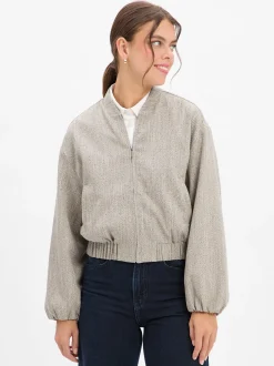 Opus Damen Blouson - Jalea Herringbone in taupe beige