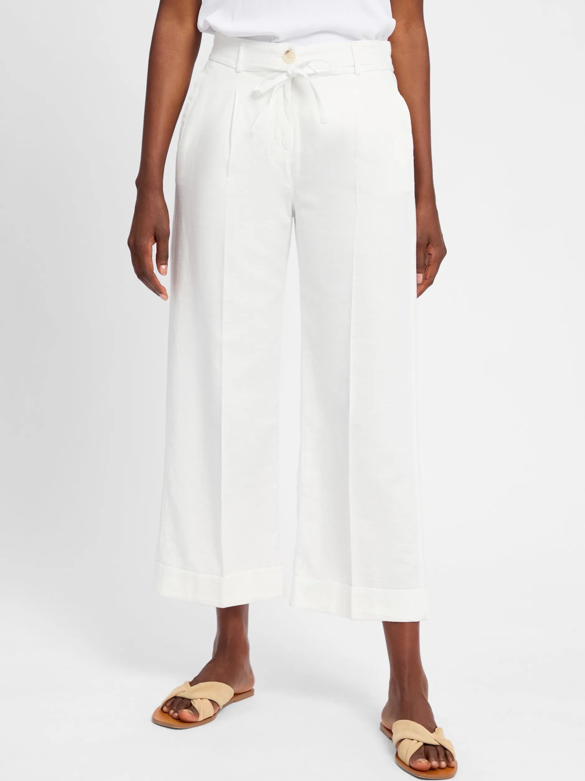 Opus Damen Hose mit Leinen-Anteil - Meeri french in weiß