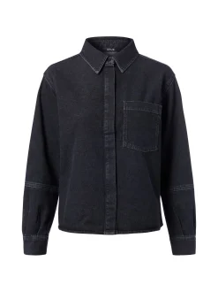 Opus Damen Jeansbluse - Femori in anthrazit