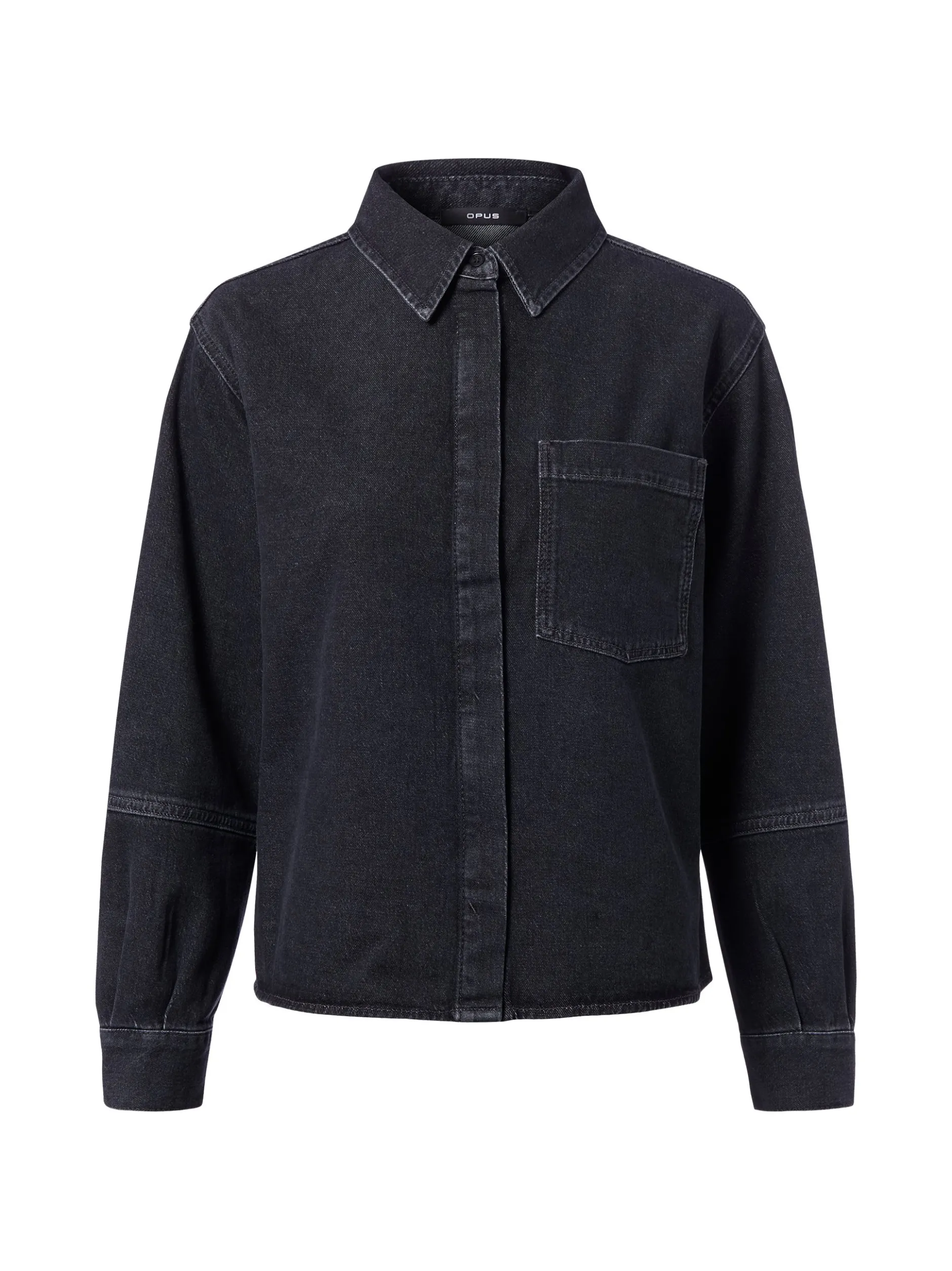 Opus Damen Jeansbluse - Femori in anthrazit